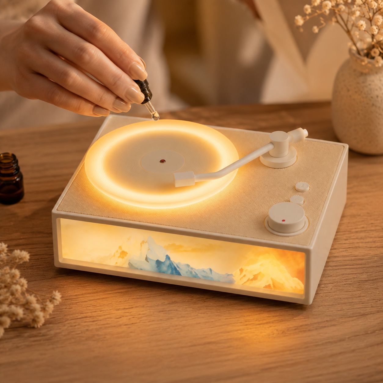 Rosemary Spin — Vinyl-Style Bluetooth Speaker Light with Warm LED Glow
