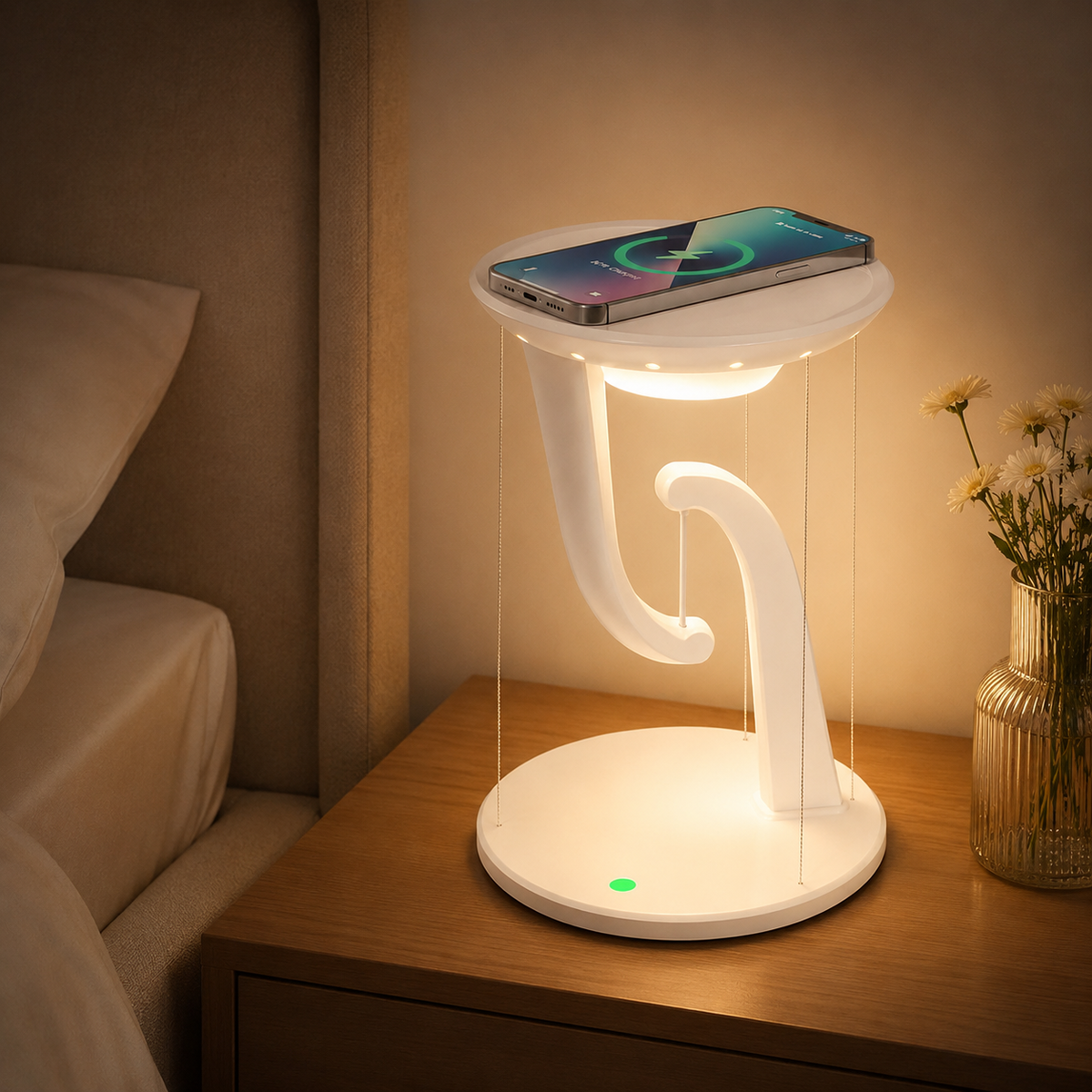 Float Charge model 2368 lamp with an illuminated center appearing to float.