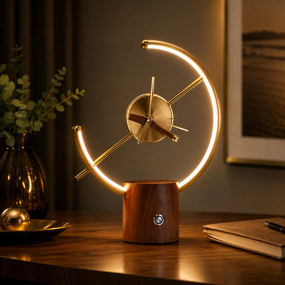 Wireless charging phone area at the base of the Halo Dial lamp.