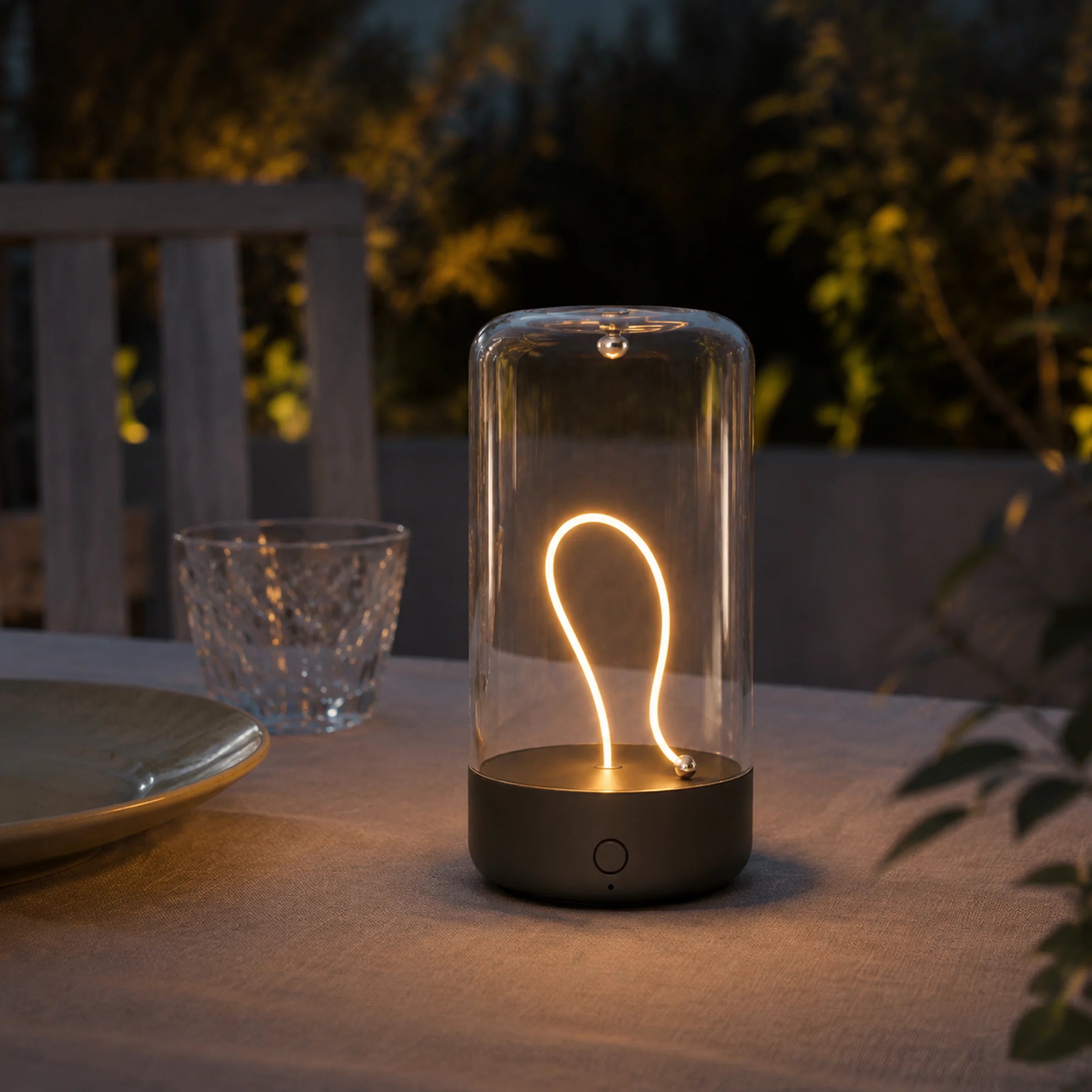 Pocket Halo QY-PR062 compact magnetic table lamp glowing on a tabletop.