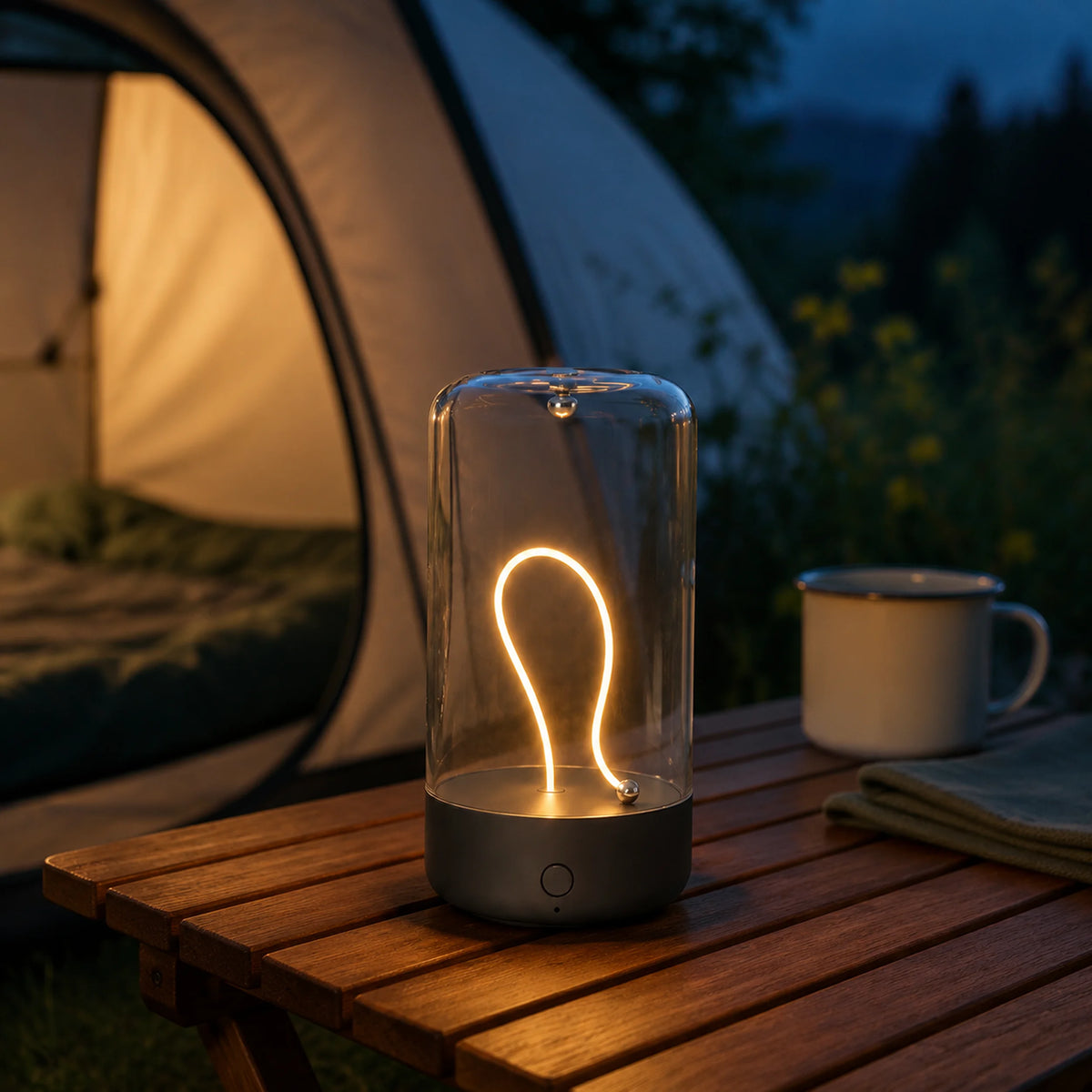Detachable magnetic light module shown above the lamp base.