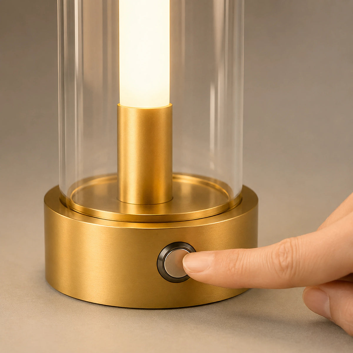 Nomad Glow — Cordless Metal Table Lamp with Touch Dimming