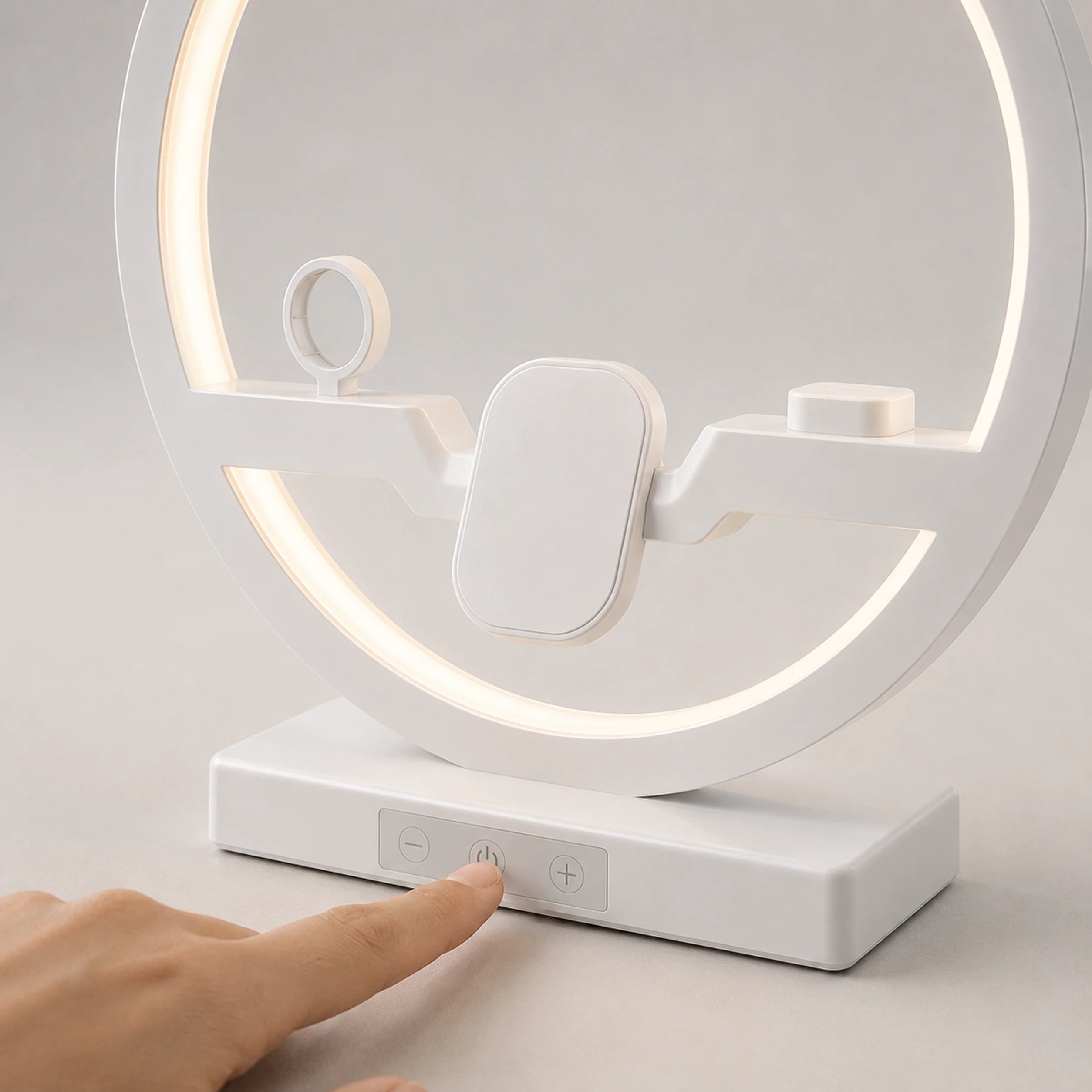 Charge Circle — 3-in-1 Charging Desk Lamp with Phone, Watch, and Earbud Dock