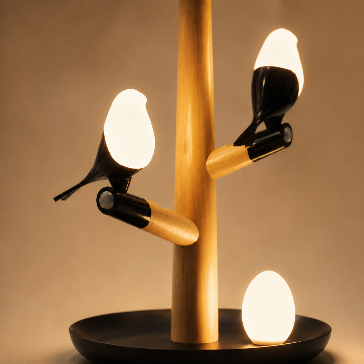 Bird sensor lamp illuminated as a person approaches.