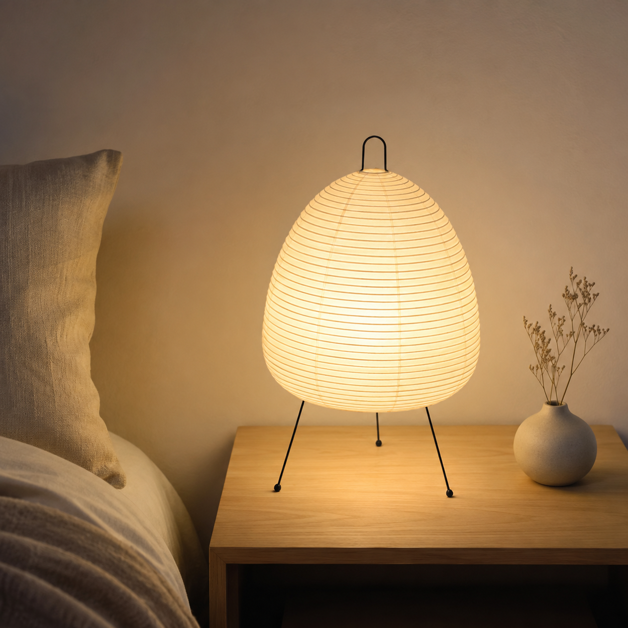 Kumo CS32 LED table lamp with white paper shade