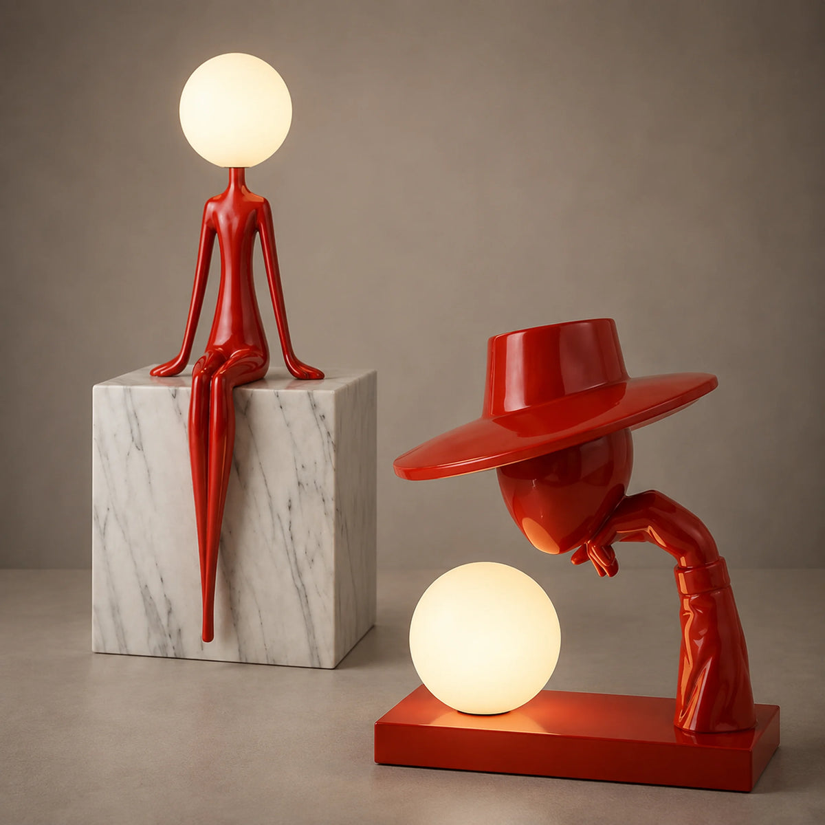 Quiet Figure — Humanoid Statue Floor Lamp with 3-Color G9 Light