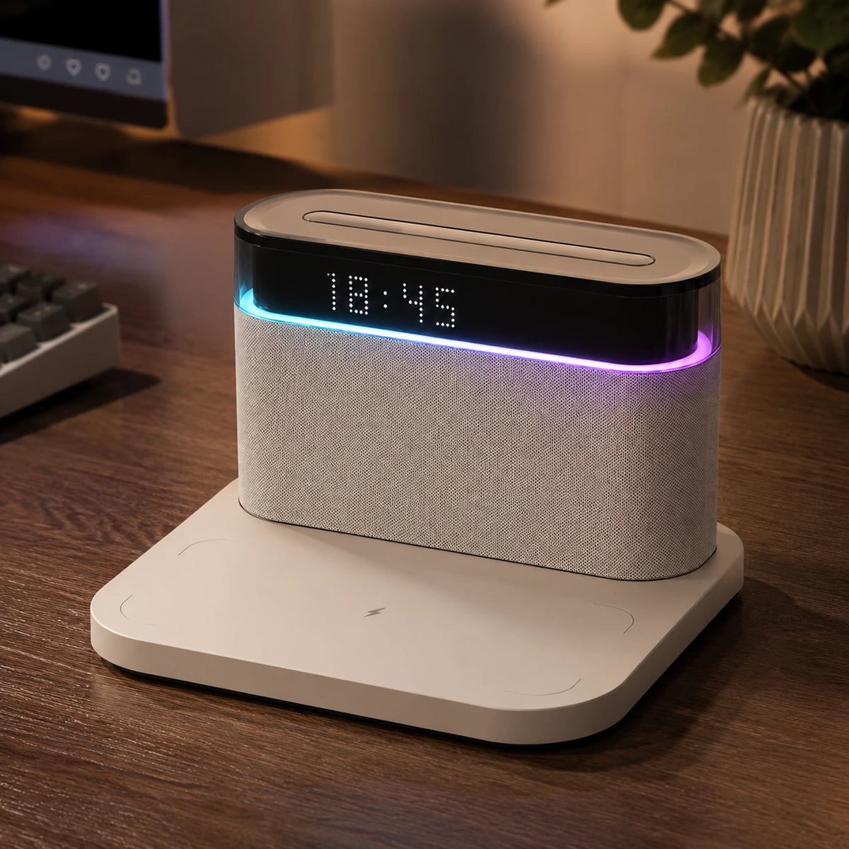 Touch-control surface on the Pixel Pulse RGB speaker.