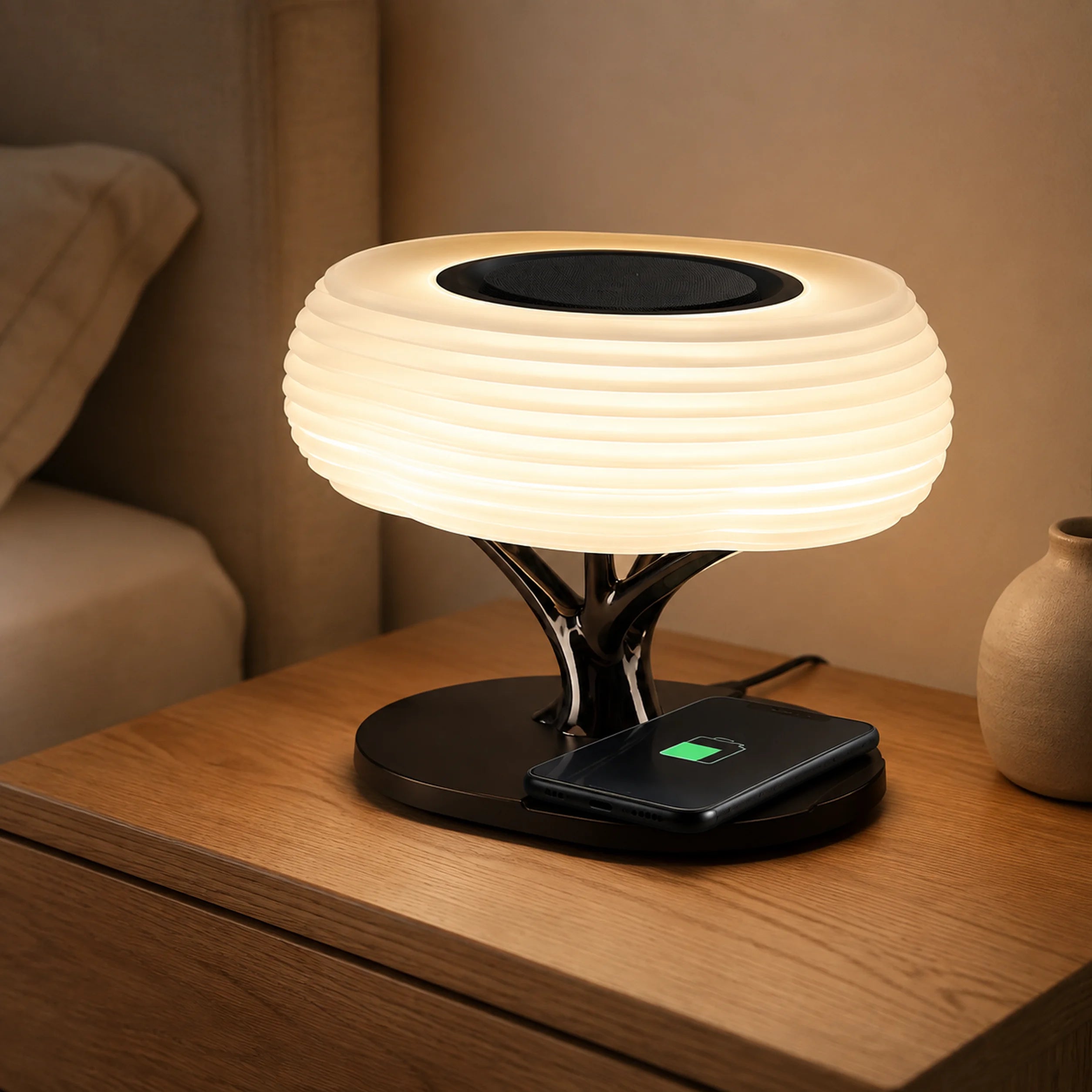 Aura Hub — RGB Speaker Lamp with Wireless Charging