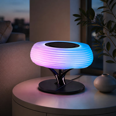 Aura Hub — RGB Speaker Lamp with Wireless Charging
