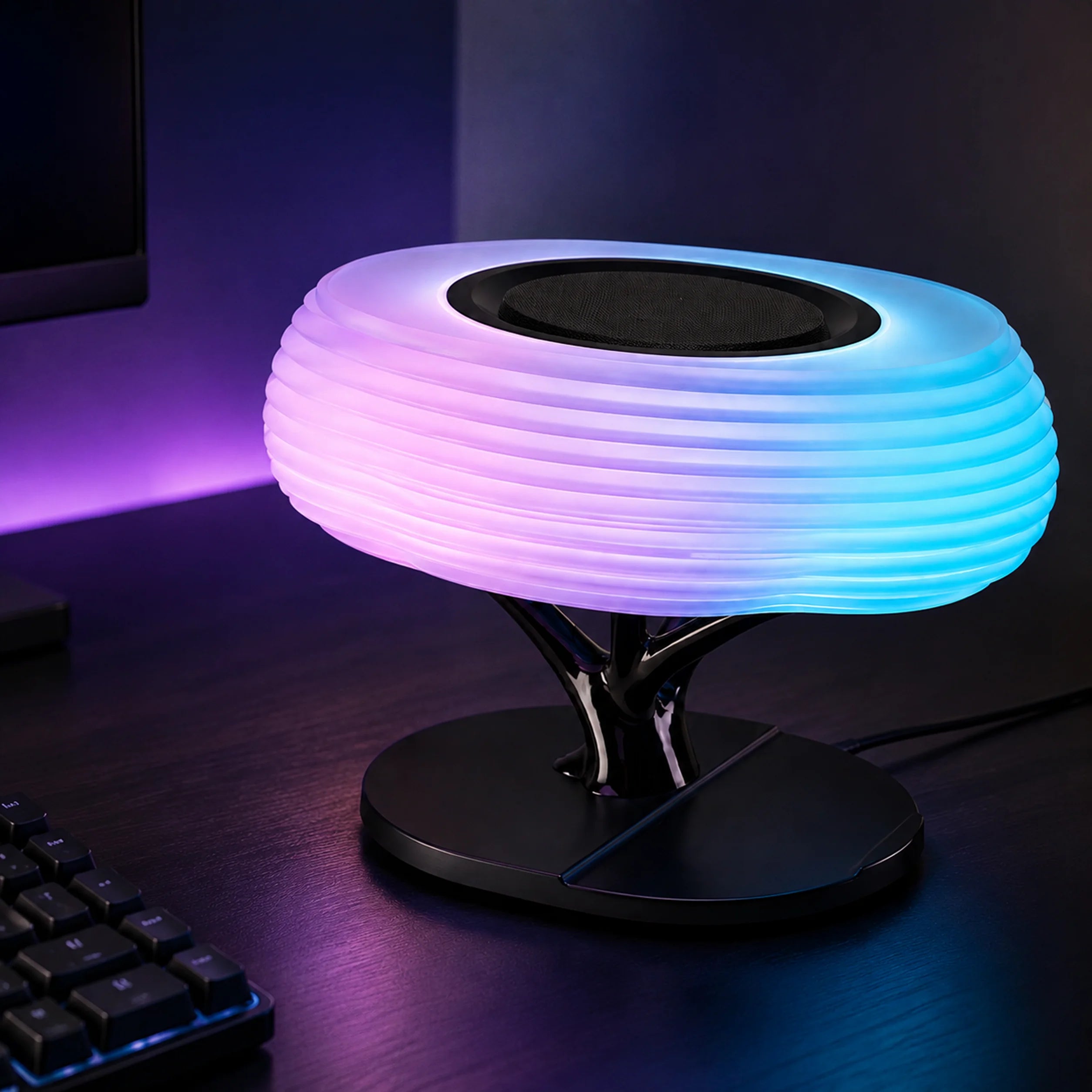 Aura Hub — RGB Speaker Lamp with Wireless Charging