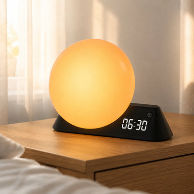 Tuya app controls displayed beside the smart wake-up light.