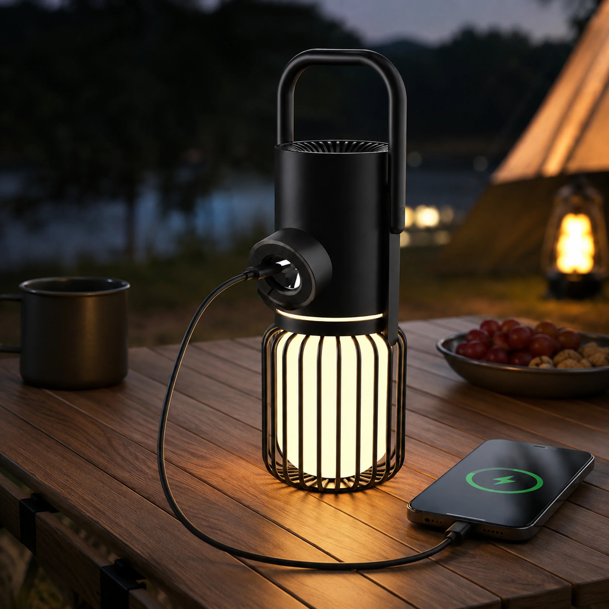 X18 lantern shown using its directed flashlight beam.